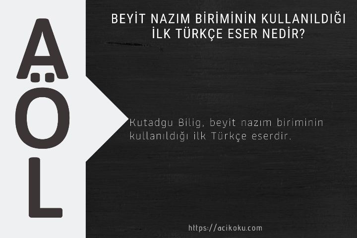 Beyit nazım biriminin kullanıldığı ilk Türkçe eser nedir?